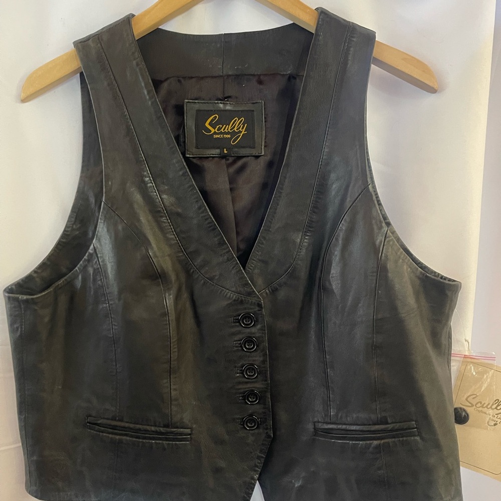 Scully Black Leather Vest Classic Tailored Design